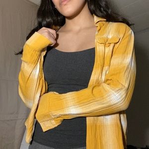 Vintage Yellow Plaid Flannel Blouse